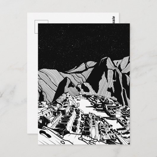 Machu Picchu zwart-wit landschap Briefkaart (Voorkant / Achterkant)