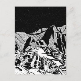 Machu Picchu zwart-wit landschap Briefkaart