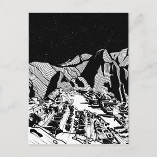 Machu Picchu zwart-wit landschap Briefkaart