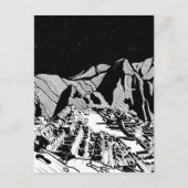 Machu Picchu zwart-wit landschap Briefkaart (Voorkant)