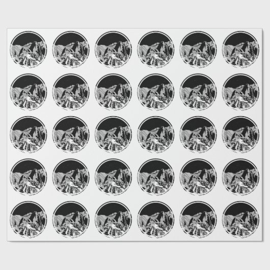 Machu Picchu zwart-wit landschap Cadeaupapier (Vlak)