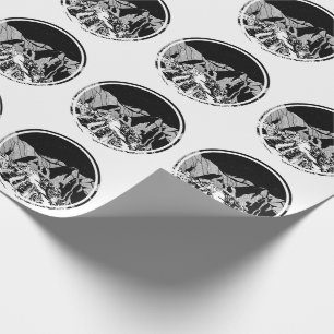 Machu Picchu zwart-wit landschap Cadeaupapier