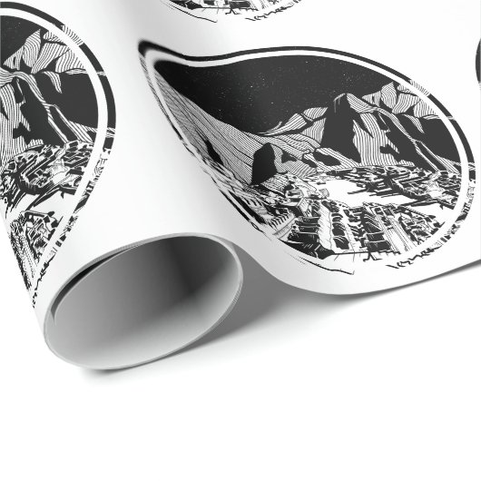 Machu Picchu zwart-wit landschap Cadeaupapier (Rol Hoek)