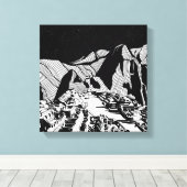 Machu Picchu zwart-wit landschap Canvas Afdruk (Insitu (Houten vloer))