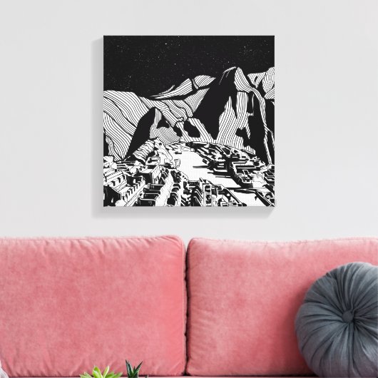 Machu Picchu zwart-wit landschap Canvas Afdruk (Insitu (Woonkamer))
