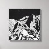 Machu Picchu zwart-wit landschap Canvas Afdruk (Voorkant)