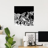 Machu Picchu zwart-wit landschap Poster (Thuiskantoor)