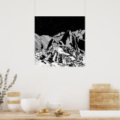 Machu Picchu zwart-wit landschap Poster (Keuken)