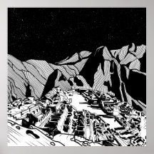 Machu Picchu zwart-wit landschap