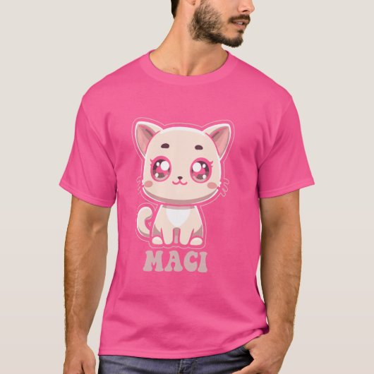 Maci Schattige Kitty Cat Design voor Meisjes Naam  T-shirt (Voorkant)