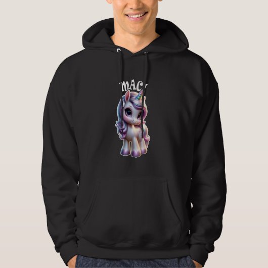 Maci Schattigee Eenhoorn Ontwerp voor Meisjes Naam Hoodie (Voorkant)