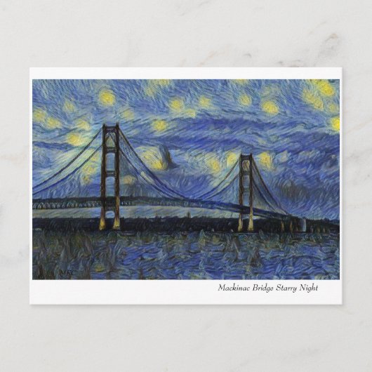 Macinac Bridge Sterrennacht Briefkaart (Voorkant)