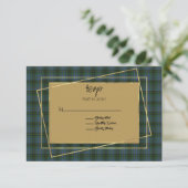 MacInnis Tartan Pset Wedding RSVP Kaartje (Staand voorkant)