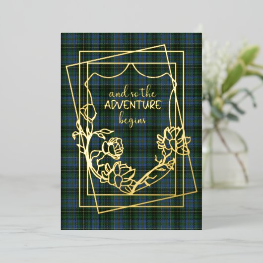 MacInnis Tartan Schotse Huwelijk Folie Uitnodiging (Staand Voorkant)