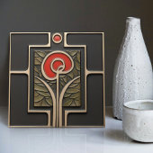 Macintosh Earth-tone Bloem Midden-eeuw Decor Tegeltje