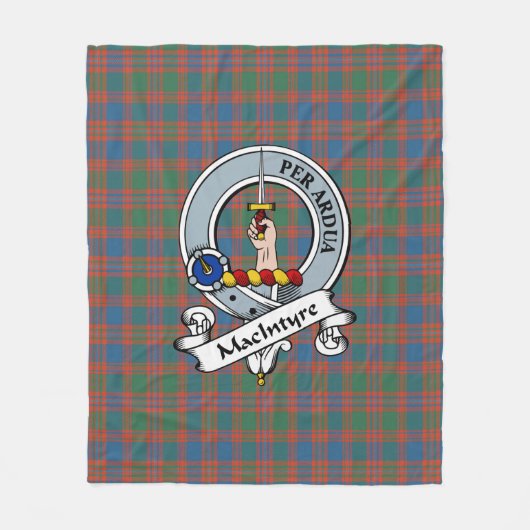 MacIntyre Ancient Clan Badge Tartan Pset Fleece Deken (Voorkant)
