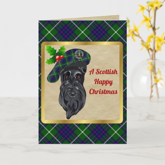 MacIntyre Badge & Tartan Persoonlijke Kerstmis Kaart (Gele Bloem)