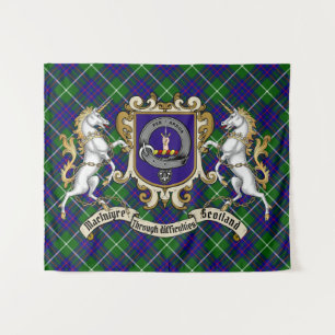 MacIntyre Clan Badge & Unicorns w/Tartan Wandkleed
