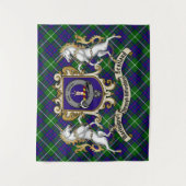 MacIntyre Clan Badge & Unicorns w/Tartan Wandkleed (Voorkant)