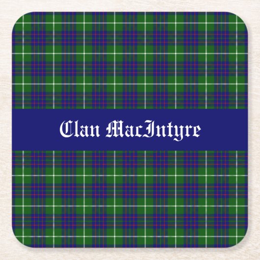 MacIntyre Clan Tartan Aanpasbaar Kartonnen Onderzetters (Voorkant)