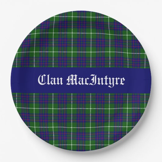 MacIntyre Clan Tartan Aanpasbaar Papieren Bordje (Voorkant)