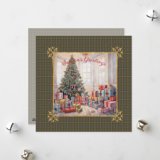 MacIntyre Hunting W  Scottish Tartan Christmas Feestdagenkaart (Voorkant / Achterkant in situ)