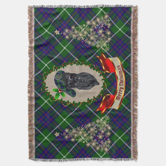 MacIntyre Scottie Dog Christmas Deken (Voorkant Verticaal)