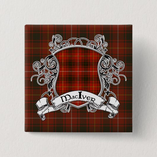 MacIver Tartan Shield Vierkante Button 5,1 Cm (Voorkant)