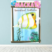 Mackay Australia Tropical reisposter Canvas Afdruk (Insitu (Houten vloer))