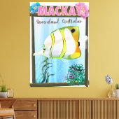 Mackay Australia Tropical reisposter Canvas Afdruk (Insitu (Woonkamer))