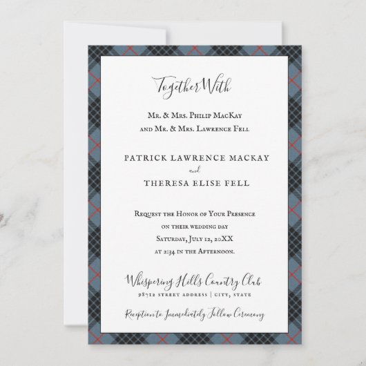 MacKay Blauw Rood Clan Tartan Schots Plaid Kaart (Voorkant)