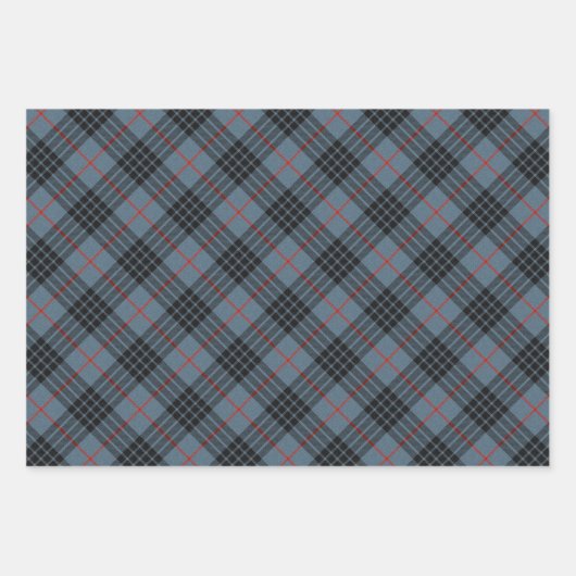 MacKay Blue Tartan Pattern Inpakpapier Vel (Voorkant 2)