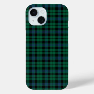 MacKay Clan Green, Blue en Black Tartan iPhone 15 Case