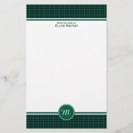MacKay Clan Tartan Groene Schotse speldenmonogram Briefpapier