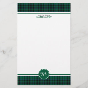 MacKay Clan Tartan Groene Schotse speldenmonogram Briefpapier