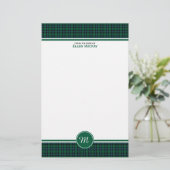 MacKay Clan Tartan Groene Schotse speldenmonogram Briefpapier (Staand voorkant)