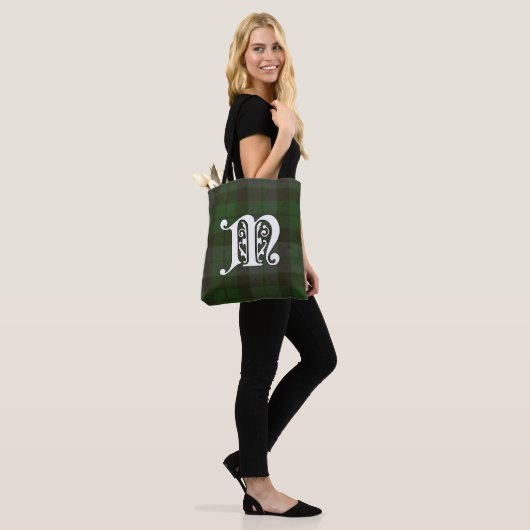 MacKay Clan Tartan Monogram Tote Bag (Op model)