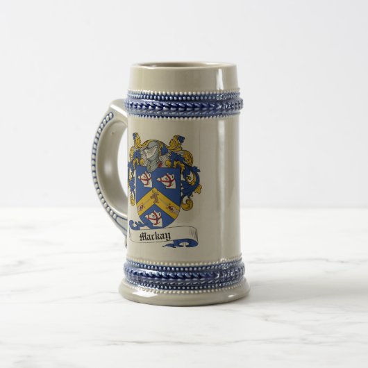 MacKay Coat of Arms Stein - Family Crest Bierpul (Voorkant links)
