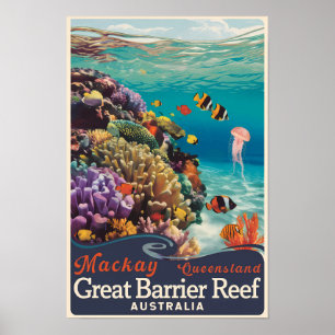 Mackay Great Barrier Reef Reis Kunst Vintage Poster