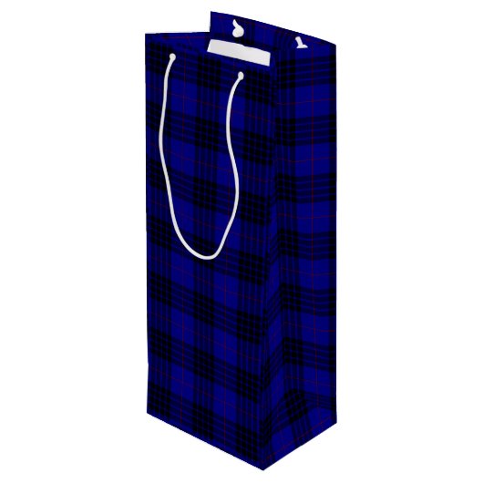 MacKay tartan blauwe schol Wijn Cadeautas (Achterkant Gekanteld)