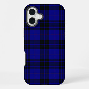 MacKay tartan blauwe zwarte ruit iPhone 16 Plus Hoesje