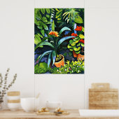 Macke - Bloemen in de tuin Poster (Keuken)
