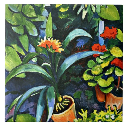 Macke - Bloemen in de Tuin Tegeltje (Voorkant)