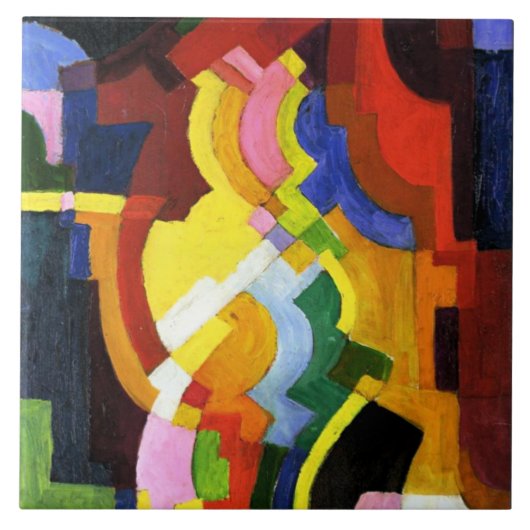Macke - Farbige Formen III, abstract kunstwerk Tegeltje (Voorkant)