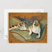 Macke - Kat op de groene piloot Briefkaart (Voorkant / Achterkant)