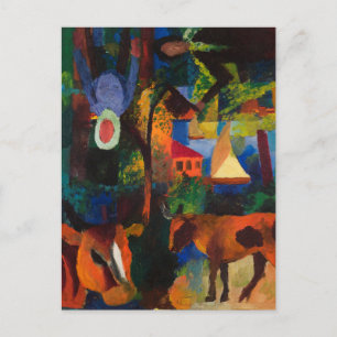 Macke - Landschap met Koeien, Zeilboot en... Briefkaart