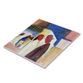 Macke - Op straat, aquarel,  Tegeltje (Zijkant)