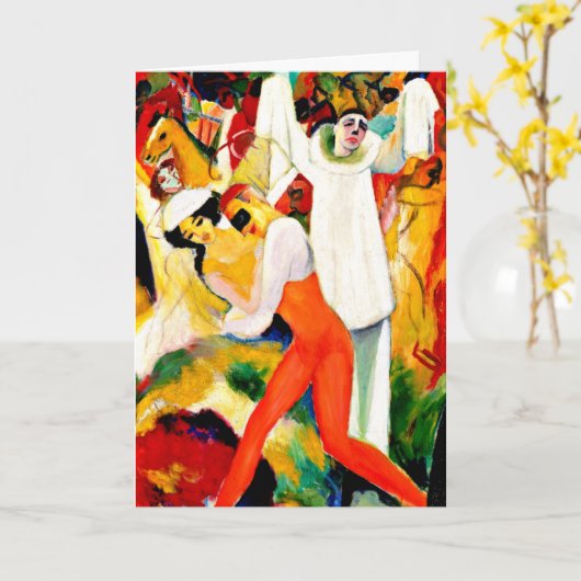 Macke - Pierrot met Dansende Couple Kaart (Gele Bloem)