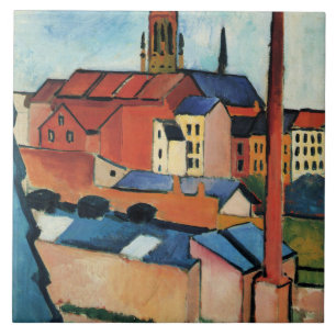 Macke - St. Mary's met huizen en schoorsteen (Bonn Tegeltje