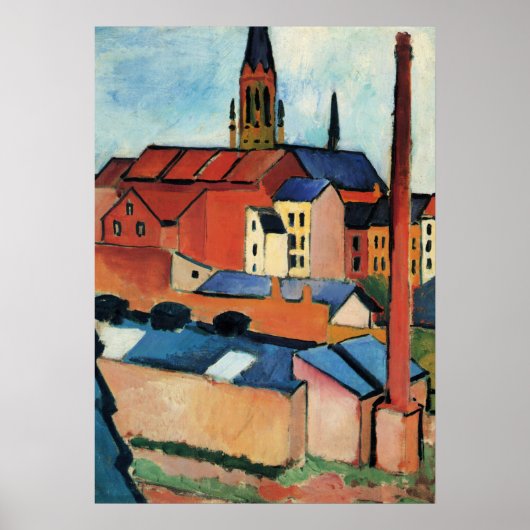 Macke - St. Mary's with Houses and Chimney (Bonn) Poster (Voorkant)